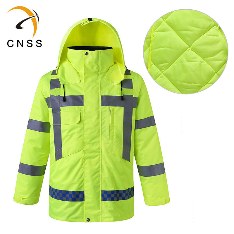 cnss反光棉衣冬季加厚反光防寒服道路交通安全荧光棉衣外套