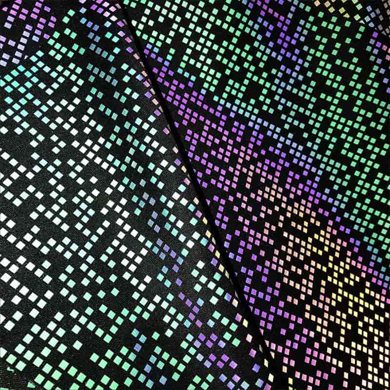 炫彩印花小方格反光布
